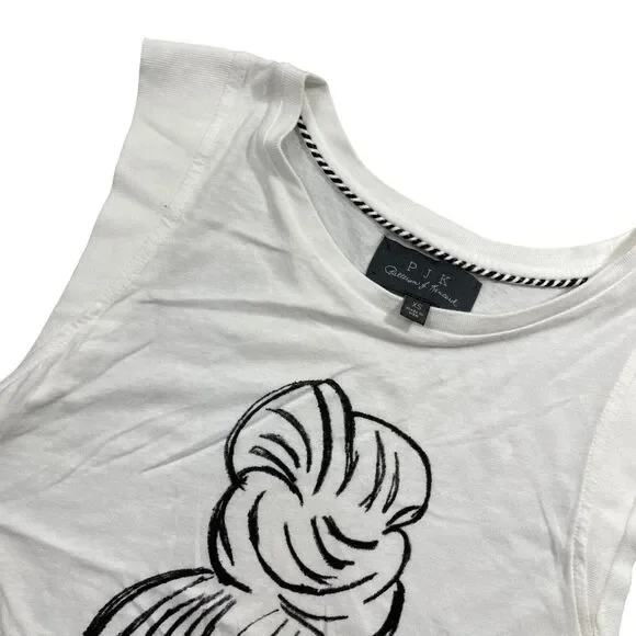 Patterson Kincaid P J K White XS Top Cotton Modal Round Neck Relaxed Comfortable - Picture 3 of 6